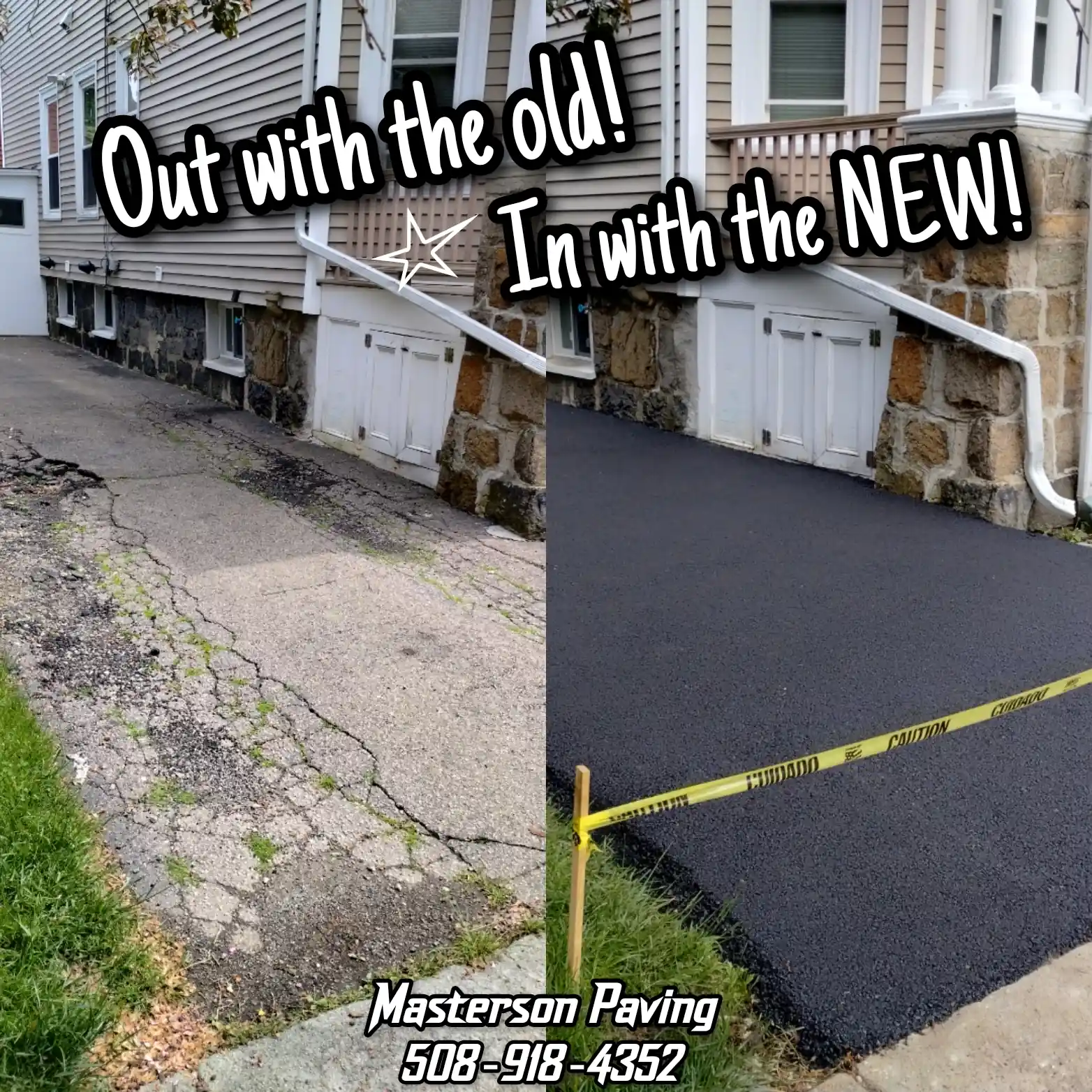 Failed driveway torn out and replaced with a new asphalt driveway